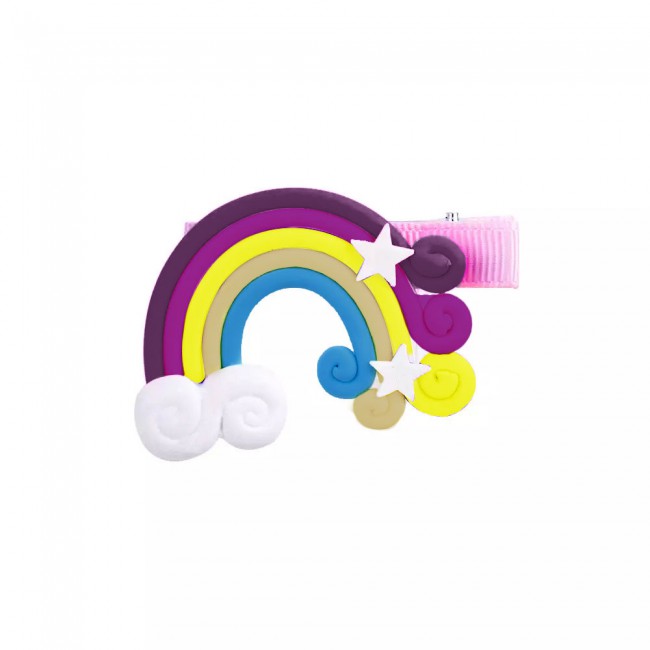 CATANES 6 Packs For Hair Clips Cloud Ornaments Colourful Flatback Polymer Rainbow Cloud Clips - 10
