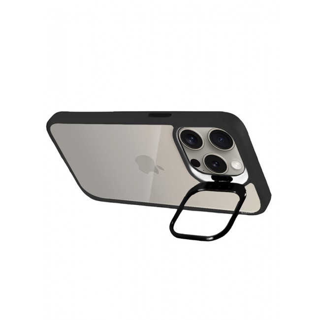 MARGOUN 3 Pack iPhone 15 Pro Case Cover and Lens Protector and 2 Screen Protectors Built-in Camera Stand and Compatible with MagSafe Full Body Shockproof Case Clear Black