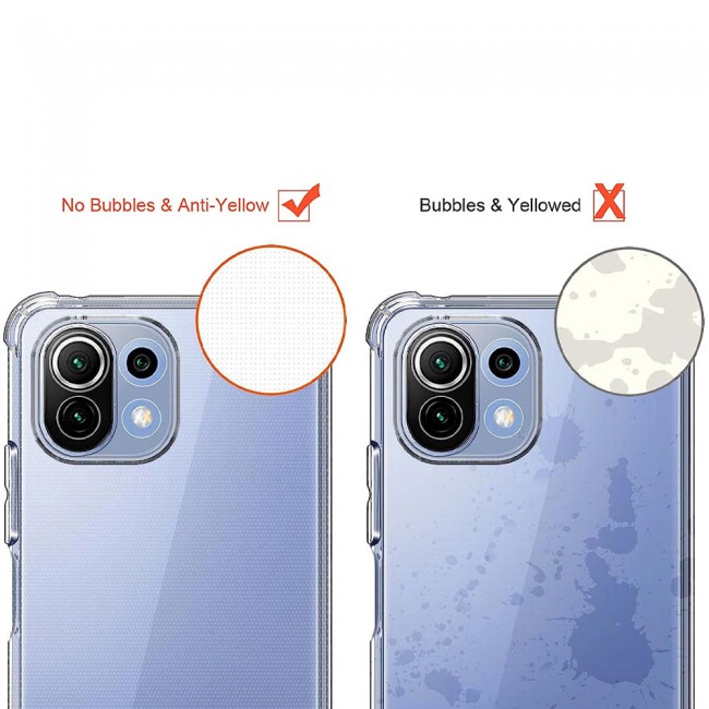 CATANES For Xiaomi Mi 11 Lite Case Cover Clear Protective TPU Four Corners Cover Transparent Soft Case