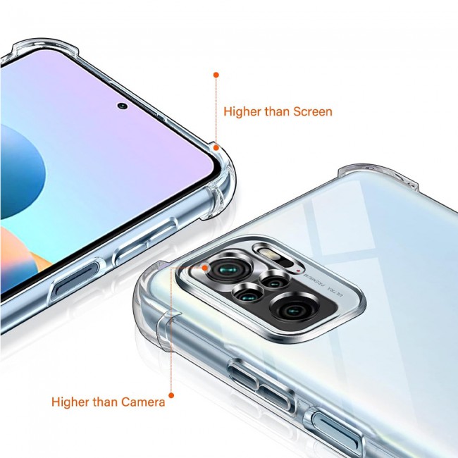 CATANES For Xiaomi Redmi Note 10S Case Cover Clear Protective TPU Four Corners Cover Transparent Soft Case