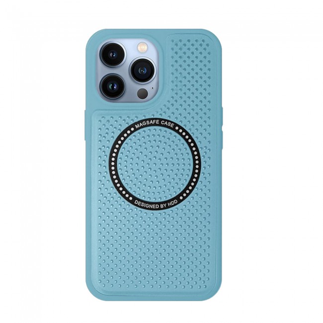 CATANES  For iPhone 13 Pro Leather Case MagSafe HDD Back Cover/ Sky Blue
