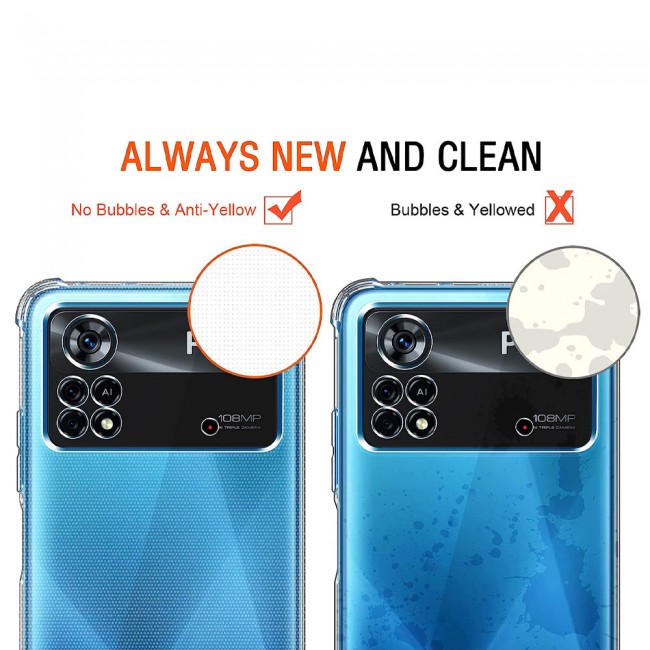 CATANES For Xiaomi Poco X4 Pro 5G Case Cover Clear Protective TPU Four Corners Cover Transparent Soft Case