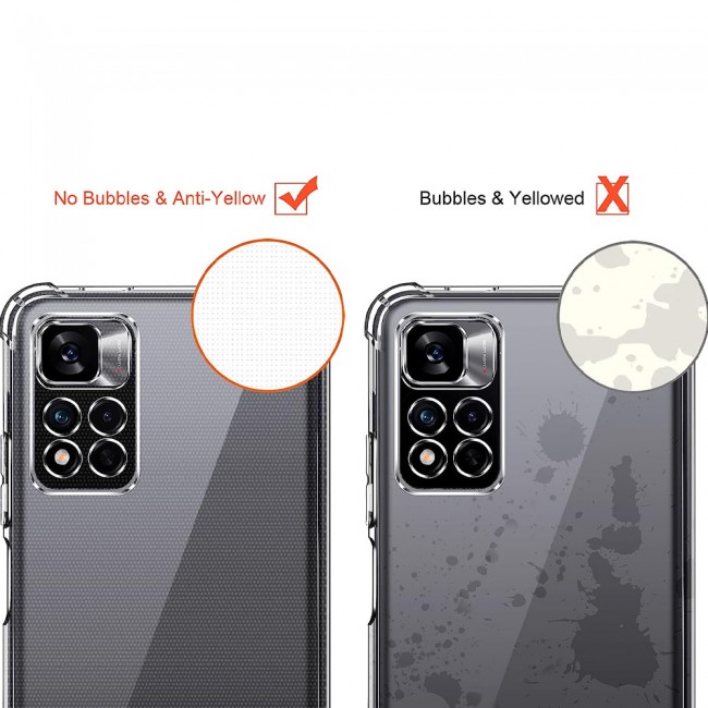 MARGOUN For Xiaomi Redmi Note 11 5G Case Cover Clear Protective TPU Four Corners Cover Transparent Soft Case