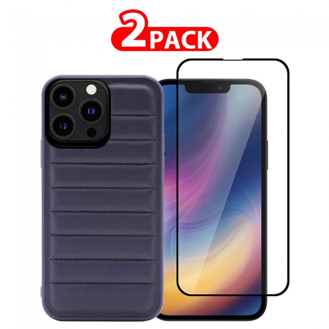 MARGOUN 2 Pack for iPhone 13 Pro Case Cover with Screen Protector Tempered Glass, Full Protection Back Case Dale Collection Horizon - Dark Blue