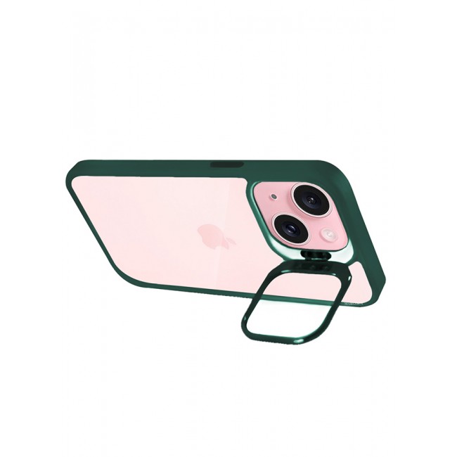CATANES 2 Pack iPhone 15 Plus Case Cover and Lens Protector and Screen Protector Built-in Camera Stand and Compatible with MagSafe Full Body Shockproof Case Clear Green