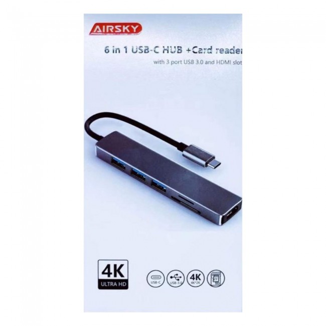 Airsky 6 in 1 USB-C to HDTV Adapter Card Reader Hub