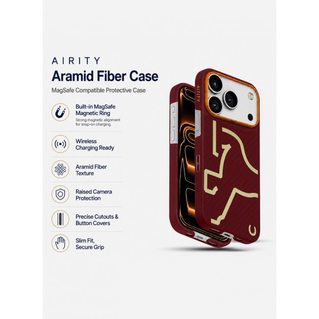 Horse Style Bamboo Protective Case for iPhone 17 Pro Max Magsafe – Ultra Durable, Lightweight &amp; Premium Design Burgandy Red