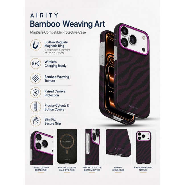 Bamboo Fiber Protective Case for iPhone 17 Pro Max – Ultra Durable, Lightweight &amp; Premium Design Purple