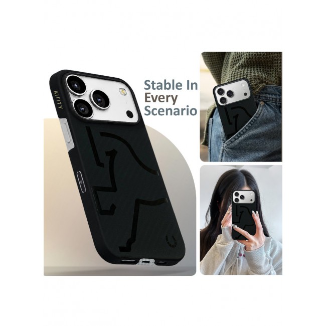 Horse Style Bamboo Protective Case for iPhone 17 Pro Max Magsafe – Ultra Durable, Lightweight &amp; Premium Design Charcoal Black