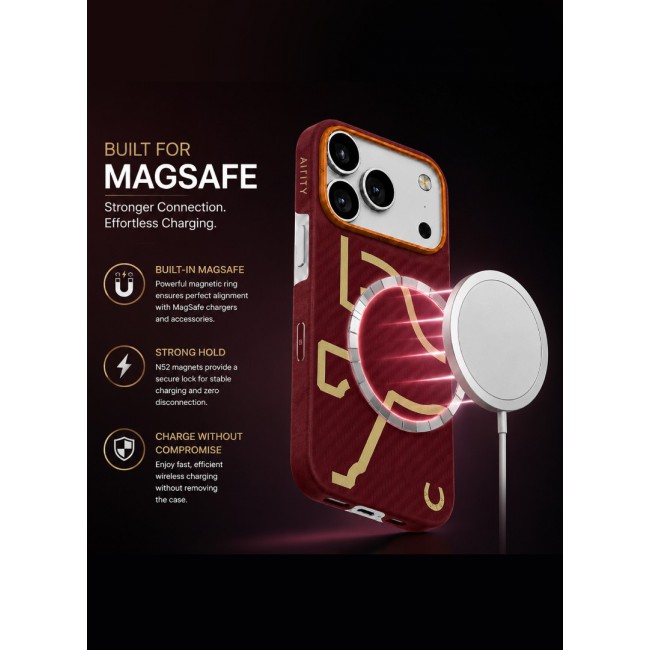 Horse Style Bamboo Protective Case for iPhone 17 Pro Magsafe – Ultra Durable, Lightweight &amp; Premium Design Burgandy Red