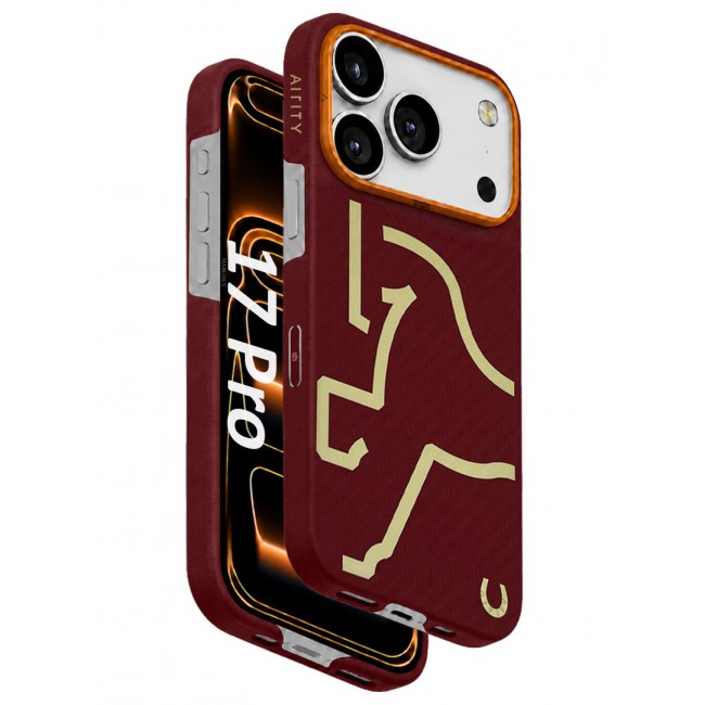 Horse Style Bamboo Protective Case for iPhone 17 Pro Magsafe – Ultra Durable, Lightweight &amp; Premium Design Burgandy Red