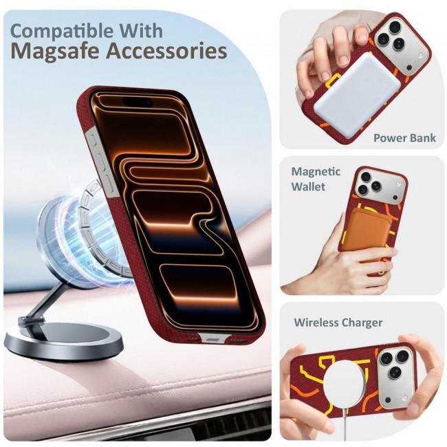 Horse Style Bamboo Protective Case for iPhone 17 Pro Magsafe – Ultra Durable, Lightweight &amp; Premium Design Maroon
