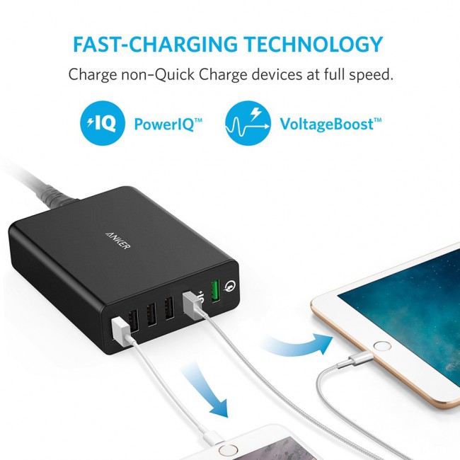 Anker PowerPort 6 Ports USB Charging Hub - Black