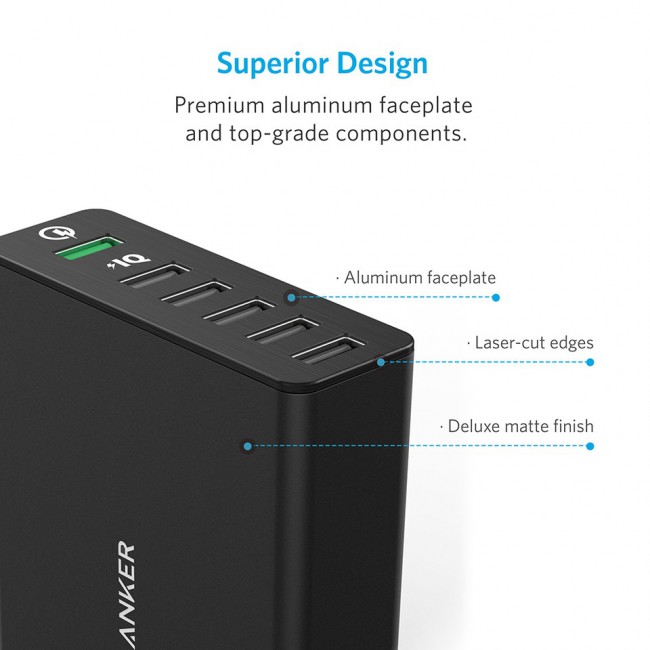 Anker PowerPort 6 Ports USB Charging Hub - Black