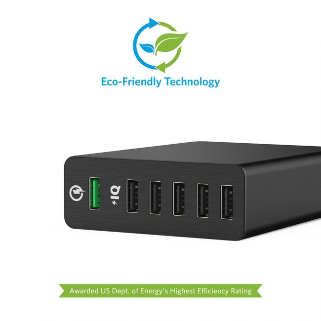 Anker PowerPort 6 Ports USB Charging Hub - Black