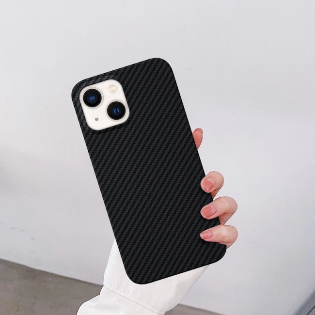 iPhone 14 Case Carbon Fiber Texture Anti-Fingerprint Slim Shockproof Cover 6.1 inch Black