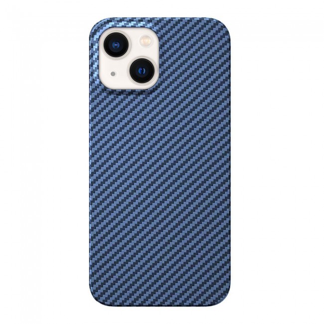 iPhone 14 Plus Case Carbon Fiber Texture Anti-Fingerprint Slim Shockproof Cover 6.7 inch Dark Blue