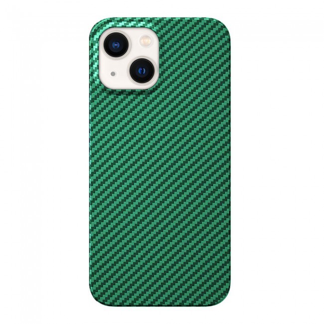 iPhone 14 Plus Case Carbon Fiber Texture Anti-Fingerprint Slim Shockproof Cover 6.7 inch Green