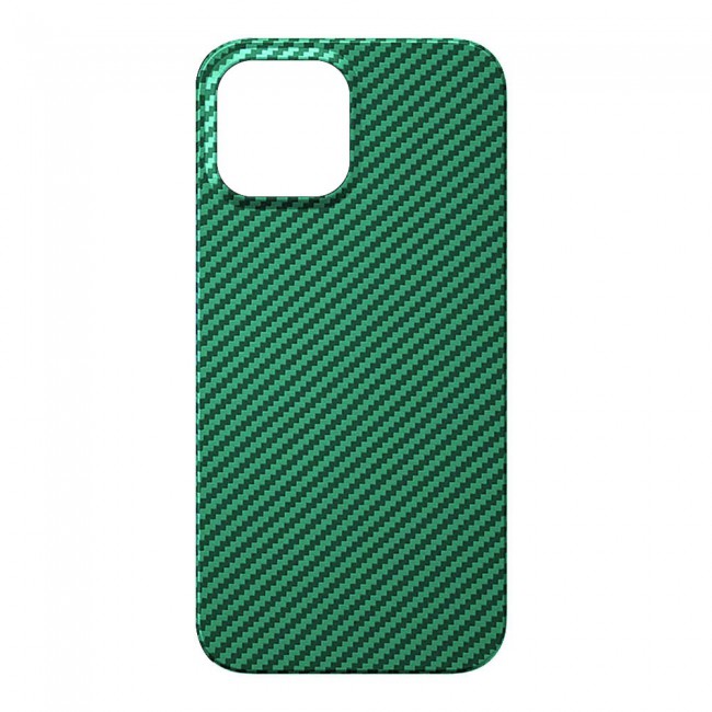 iPhone 14 Plus Case Carbon Fiber Texture Anti-Fingerprint Slim Shockproof Cover 6.7 inch Green