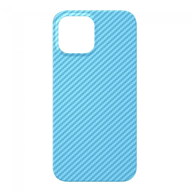 iPhone 14 Plus Case Carbon Fiber Texture Anti-Fingerprint Slim Shockproof Cover 6.7 inch Light Blue