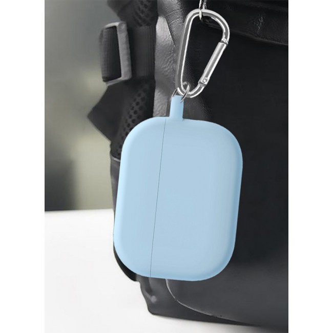 MARGOUN Shockproof Case For Airpod Pro Silicone Protective Case Shockproof Case Ultra Slim Cover with Keychain Carabiner Light Blue