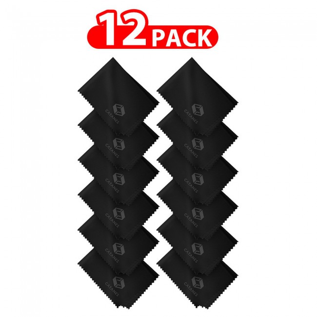 CATANES 12 Pack Of Microfiber Cleaning Cloth Premium Cloth for Glasses Lens Screens and More /Black