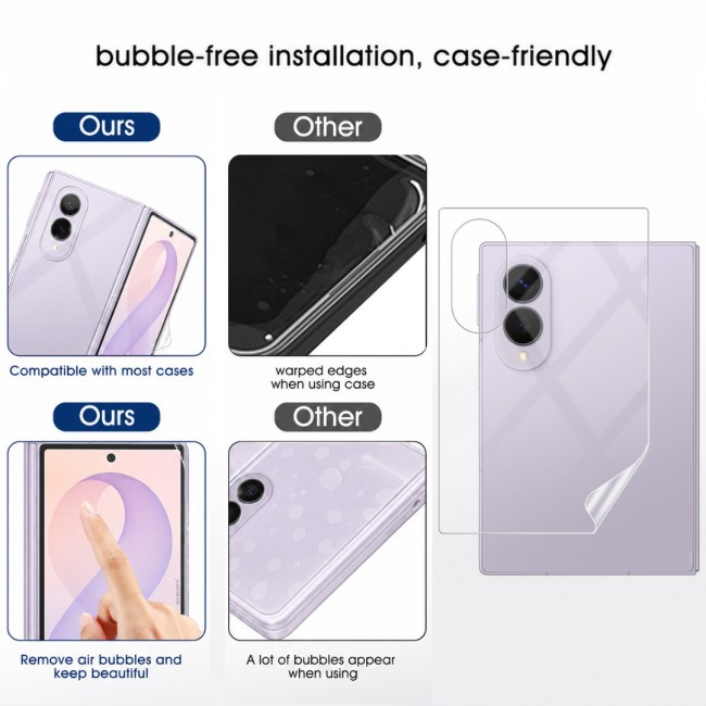 2 Pack HD Clear Compatible with Samsung Galaxy Z Fold 8 Full Body Screen Protector Hydrogel (NOT GLASS) Film Set , Front Inner & Back Protective Membrane