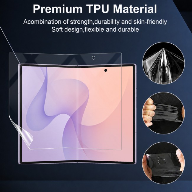 2 Pack HD Clear Compatible with Samsung Galaxy Z Fold 8 Full Body Screen Protector Hydrogel (NOT GLASS) Film Set , Front Inner & Back Protective Membrane
