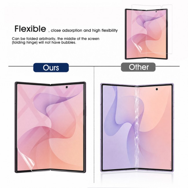 HD Clear Compatible with Samsung Galaxy Z Fold 8 Ultra Full Body Screen Protector Hydrogel (NOT GLASS) Film Set , Front Inner &amp; Back Protective Membrane