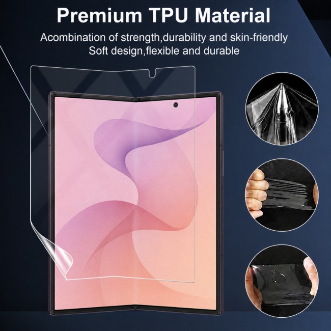HD Clear Compatible with Samsung Galaxy Z Fold 8 Ultra Full Body Screen Protector Hydrogel (NOT GLASS) Film Set , Front Inner &amp; Back Protective Membrane