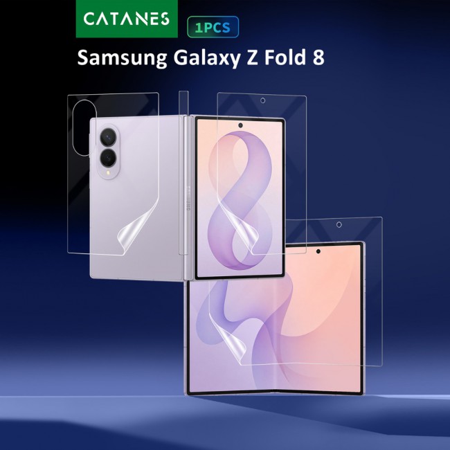 HD Clear Compatible with Samsung Galaxy Z Fold 8 Full Body Screen Protector Hydrogel (NOT GLASS) Film Set , Front Inner &amp; Back Protective Membrane