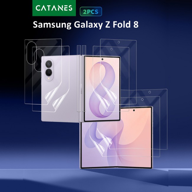 2 Pack HD Clear Compatible with Samsung Galaxy Z Fold 8 Full Body Screen Protector Hydrogel (NOT GLASS) Film Set , Front Inner &amp; Back Protective Membrane