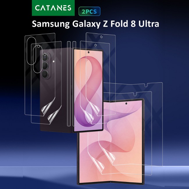 2 Pack HD Clear Compatible with Samsung Galaxy Z Fold 8 Ultra Full Body Screen Protector Hydrogel (NOT GLASS) Film Set , Front Inner &amp; Back Protective Membrane
