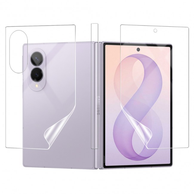HD Clear Compatible with Samsung Galaxy Z Fold 8 Full Body Screen Protector Hydrogel (NOT GLASS) Film Set , Front Inner &amp; Back Protective Membrane
