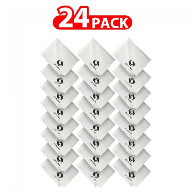 CATANES 24 Pack Of Microfiber Cleaning Cloth Premium Cloth for Glasses Lens Screens and More /Off White