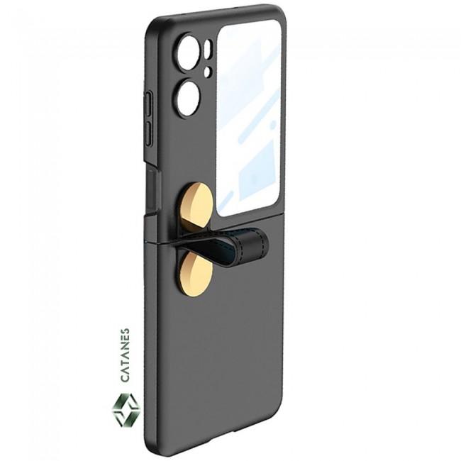 CATANES For OPPO Find N2 Flip 5G Case Ultra-thin Plastic Matte Case with Strap/Black