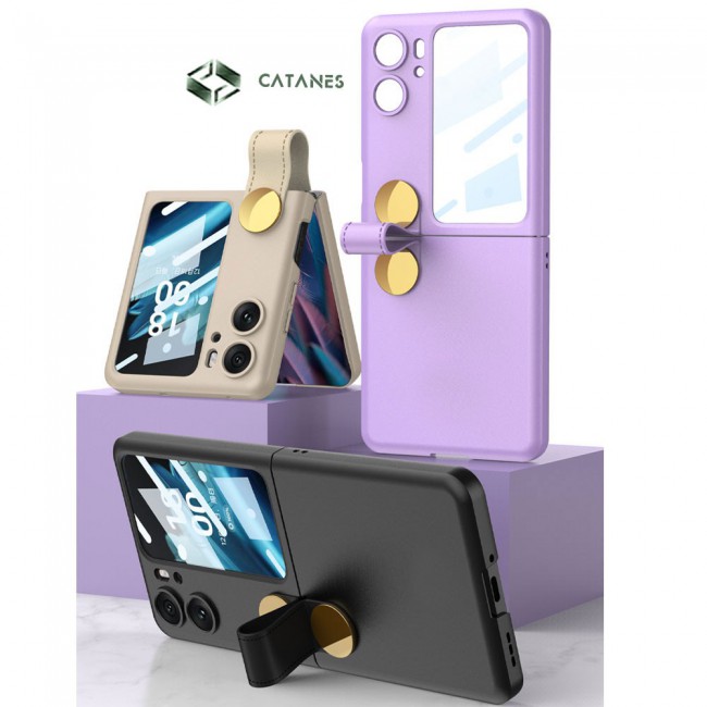 CATANES For OPPO Find N2 Flip 5G Case Ultra-thin Plastic Matte Case with Strap/Purple