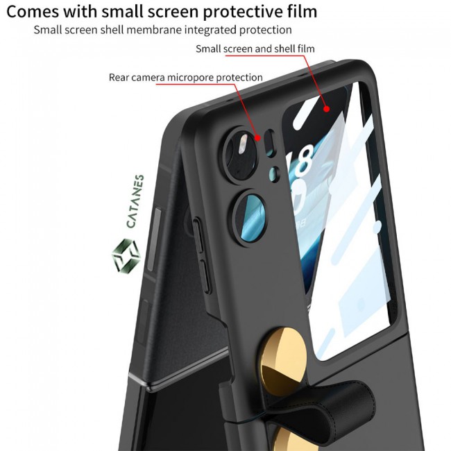 CATANES For OPPO Find N2 Flip 5G Case Ultra-thin Plastic Matte Case with Strap/Black