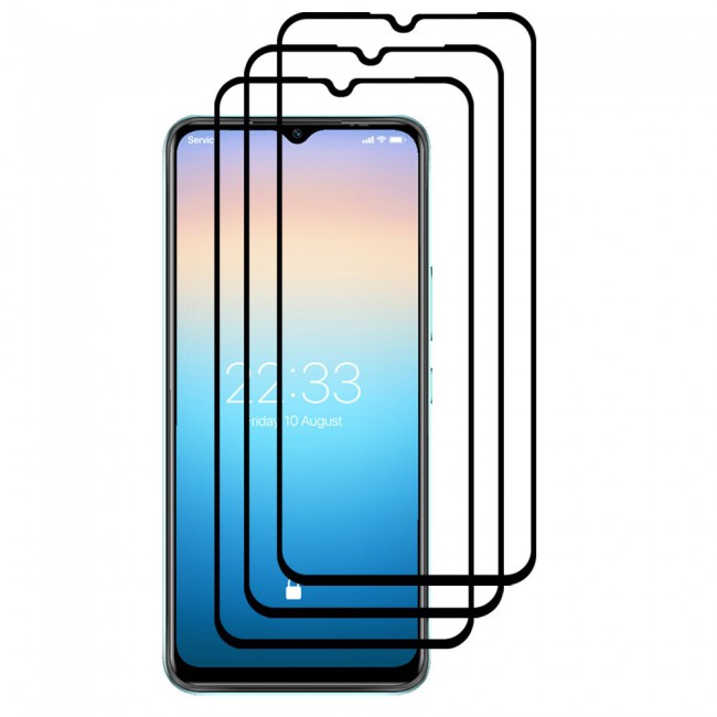 CATANES 3 Pack for itel A49 4G Screen Protector Tempered Glass Full Glue Black side