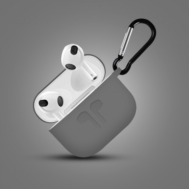 CATANES for Airpods 3 Case Cover Silicone with Clip, Airpods 3 Case 2021 3rd Generation (grey)