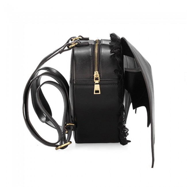 CATANES Fashion Girl Gothic Black Bat Heart Wings Bag Backpack