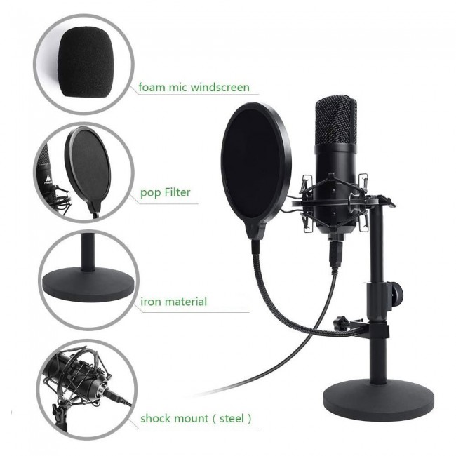 CATANES Condenser Podcast PC Microphone Kit with Filter