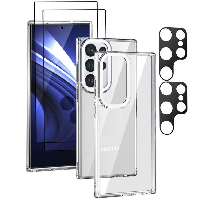 CATANES 5 Packs For Samsung Galaxy S23 Ultra Clear Case With 2 Screen Protectors and 2 Camera Lens Protectors/White