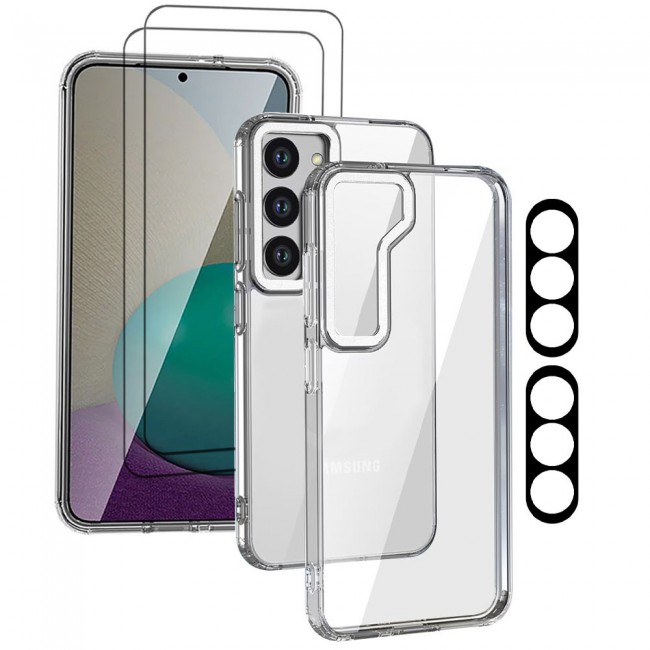 CATANES 5 Packs For Samsung Galaxy S23 Plus Clear Case With 2 Screen Protectors and 2 Camera Lens Protectors/White