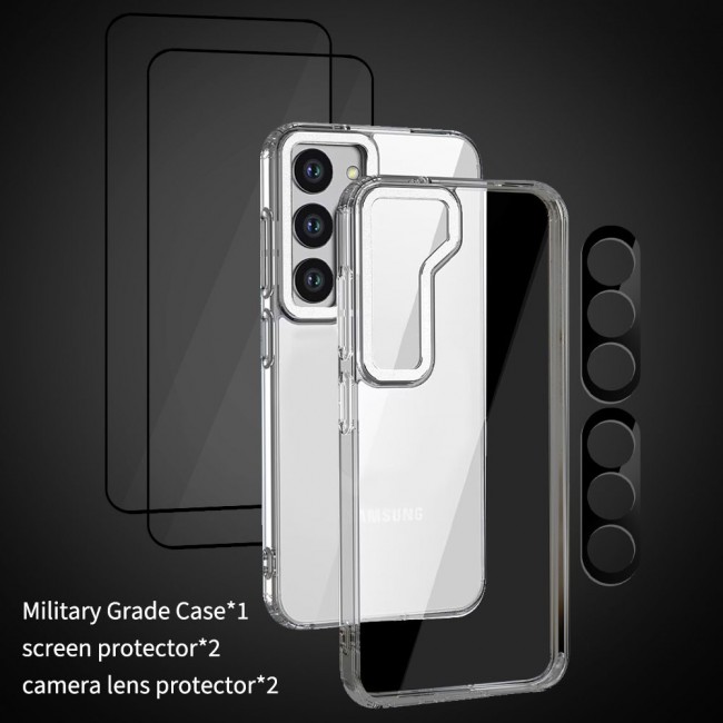 CATANES 5 Packs For Samsung Galaxy S23 Plus Clear Case With 2 Screen Protectors and 2 Camera Lens Protectors/White