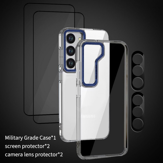 CATANES 5 Packs For Samsung Galaxy S23 Plus Clear Case With 2 Screen Protectors and 2 Camera Lens Protectors/Blue