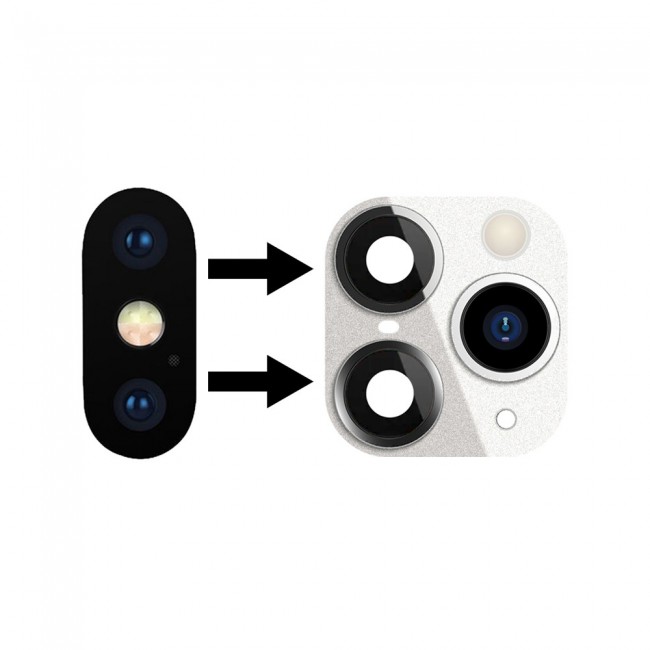CATANES iPhone X XS Duplicate Camera Lens Camera Upgrade Protective Lens Change iPhone X XS to 11 Pro 11 Pro Max White