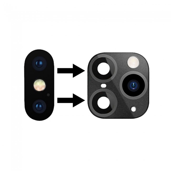 CATANES iPhone X XS Duplicate Camera Lens Camera Upgrade Protective Lens Change iPhone X XS to 11 Pro 11 Pro Max Black