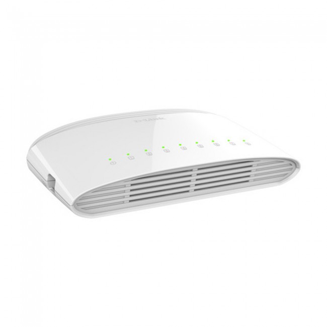 D-Link DGS-1008D with 8‑Port Gigabit Unmanaged Desktop Switch, Gigabit Ethernet - White