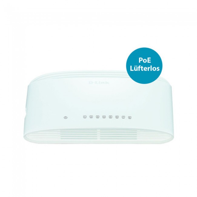 D-Link DGS-1008D with 8‑Port Gigabit Unmanaged Desktop Switch, Gigabit Ethernet - White